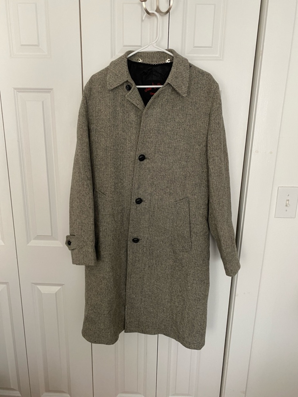 Vintage Gray Wool Blend Overcoat - Classic Single-Breasted Jacket